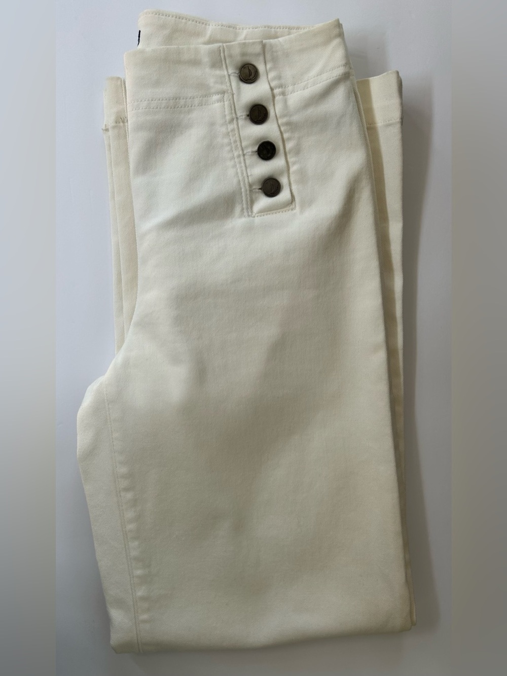 Nautica White Denim Straight-Leg Wide Casual Pants